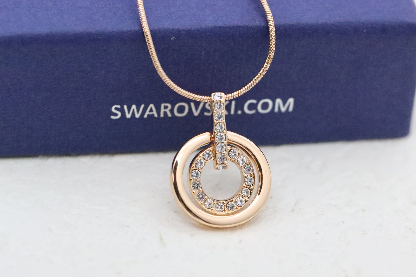 Rose Gold Diamond Concentric Circle Clavicle Necklace