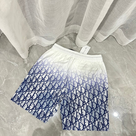 New classic white and blue particle gradient casual beach shorts