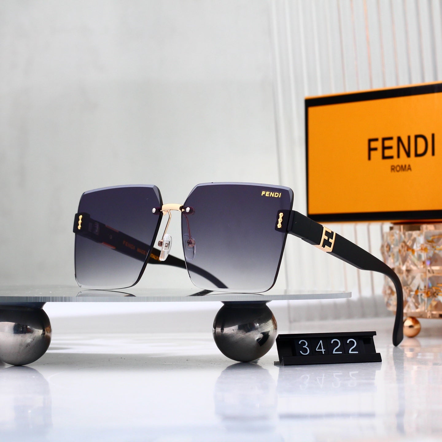 Frameless Square Metal Gradient Sunglasses