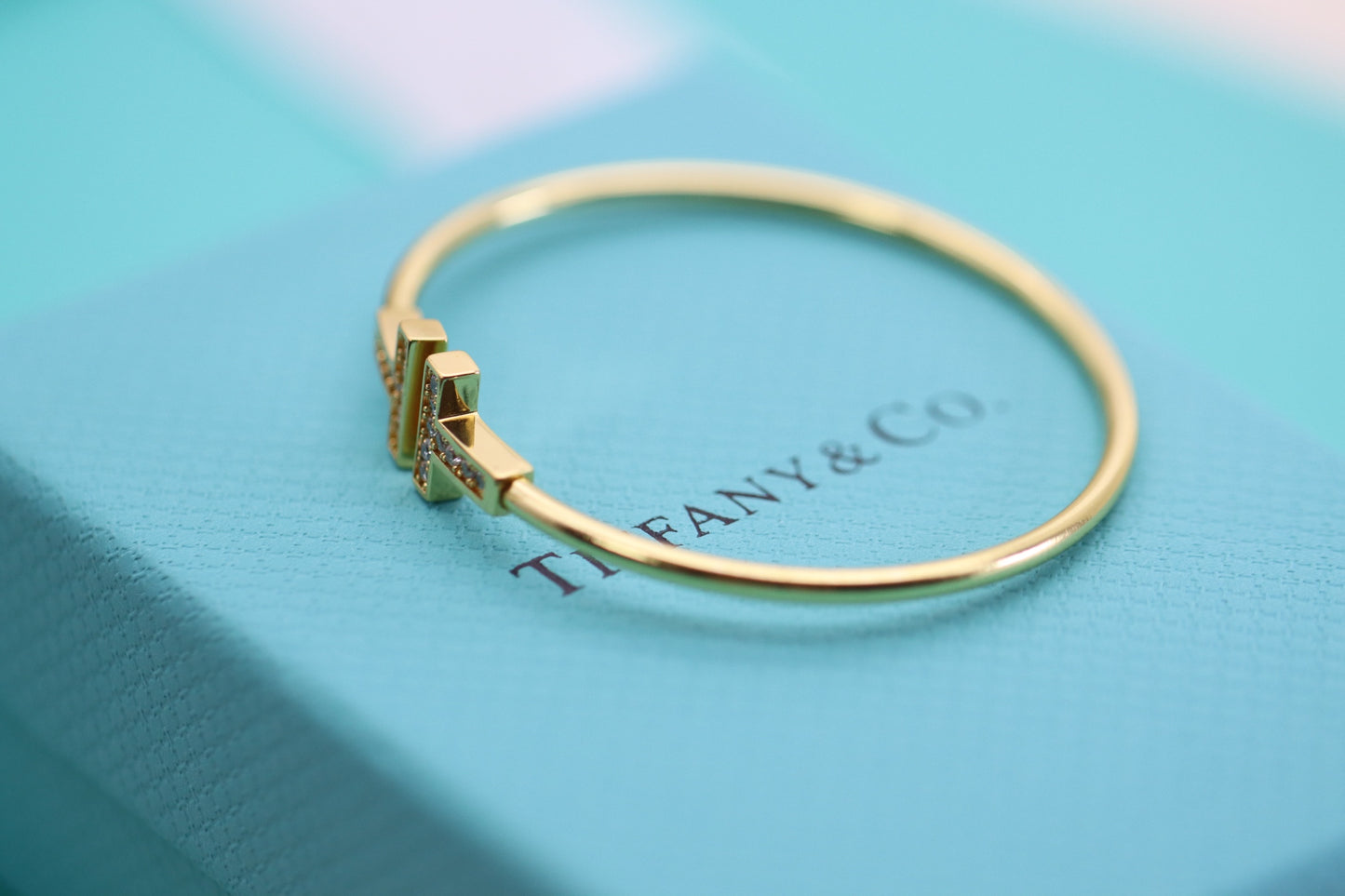Champagne gold diamond double T bracelet