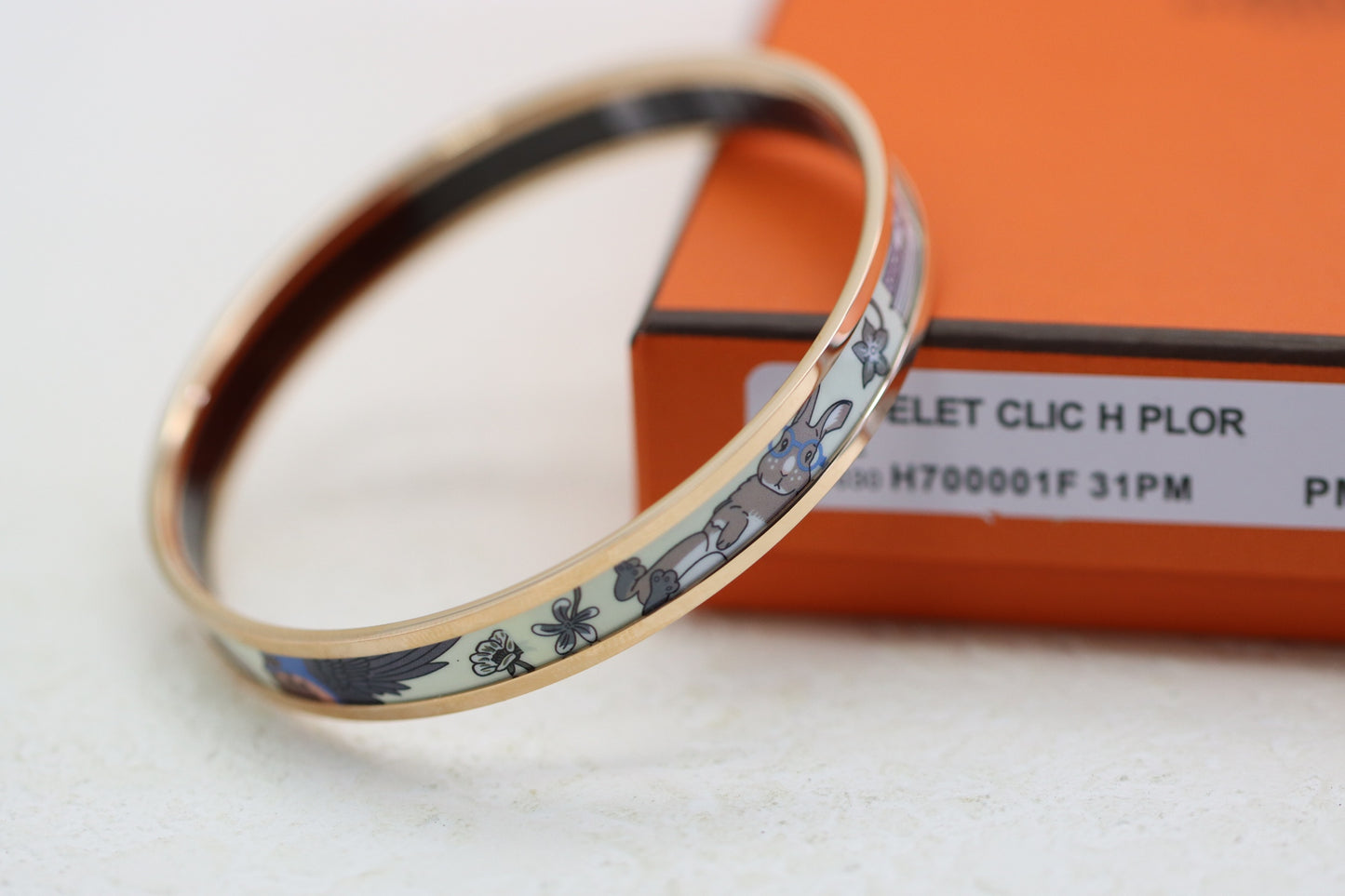 Shima Cream White Rabbit Enamel BraceletShima Cream White Rabbit Enamel Bracelet