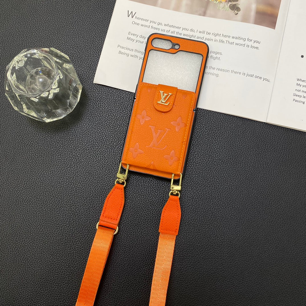Rivet Leather Card Crossbody Case for Galaxy Z Flip