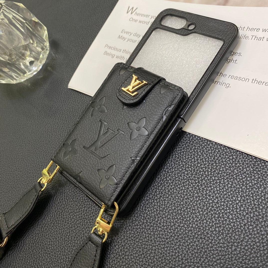 Rivet Leather Card Crossbody Case for Galaxy Z Flip