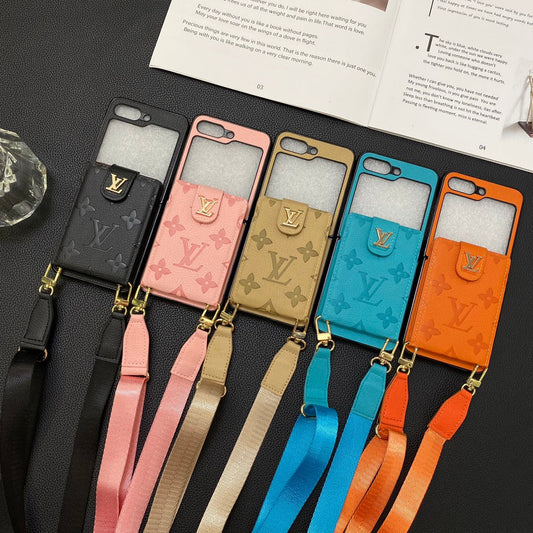 Rivet Leather Card Crossbody Case for Galaxy Z Flip