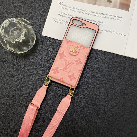Rivet Leather Card Crossbody Case for Galaxy Z Flip