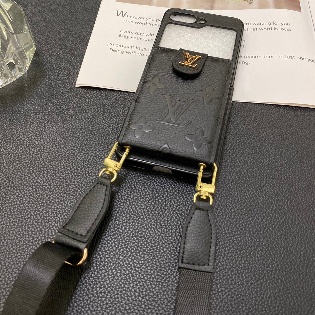 Rivet Leather Card Crossbody Case for Galaxy Z Flip