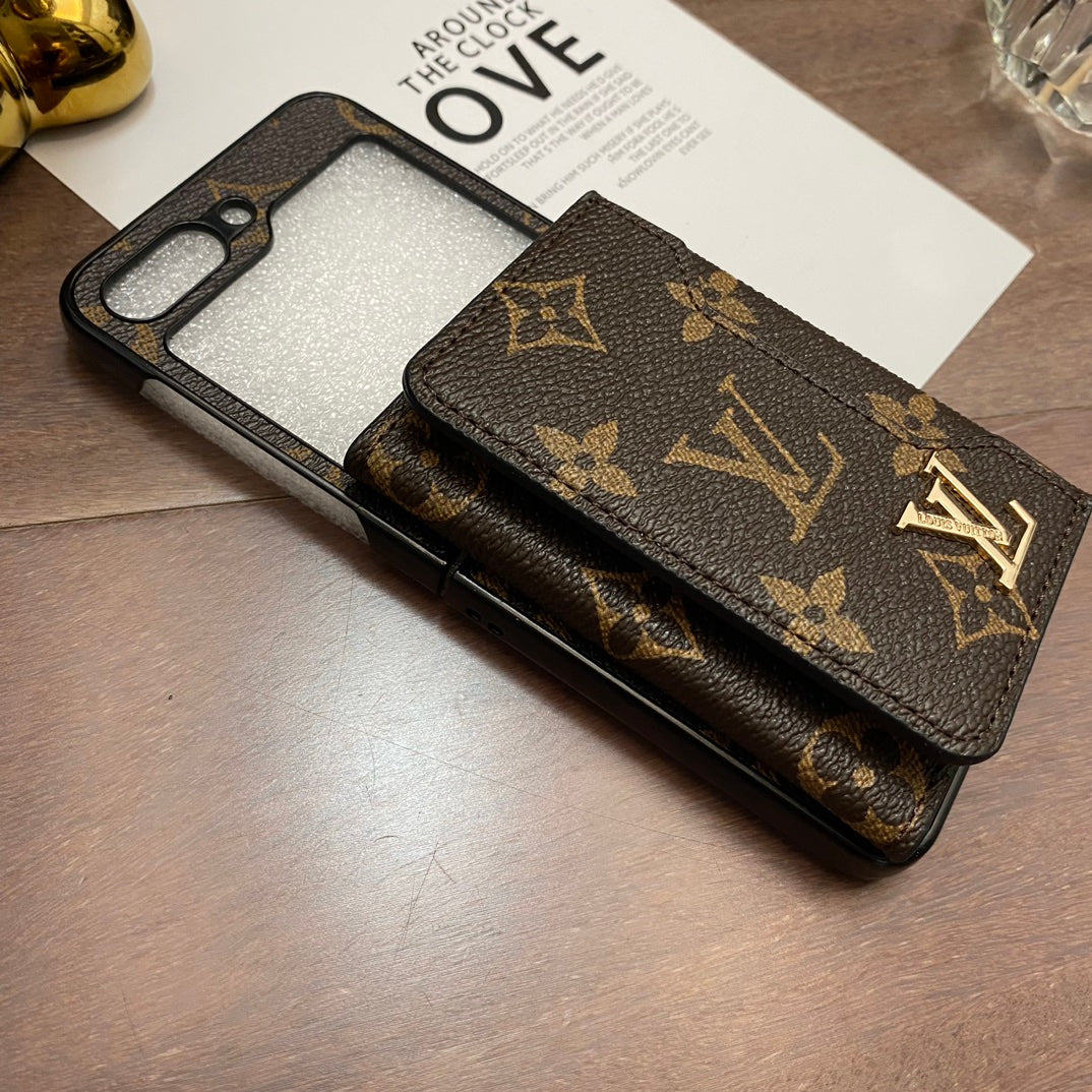 Trifold Leather Card Holder Case with Lanyard