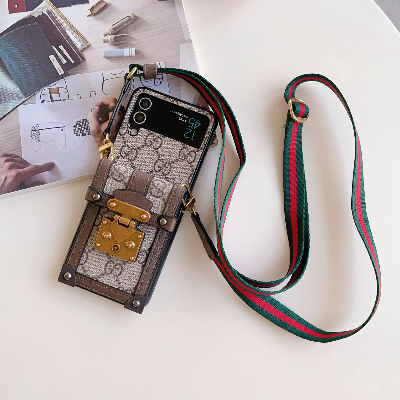 Retro Lock Card Holder Flip Case