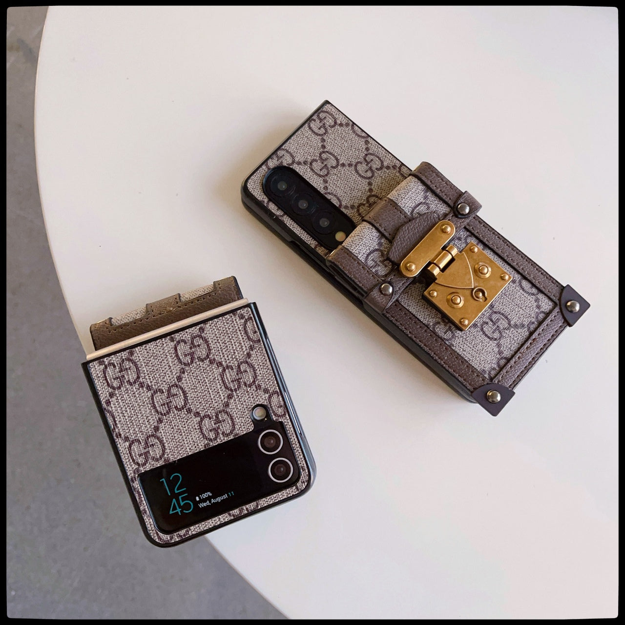 Retro Lock Card Holder Flip Case