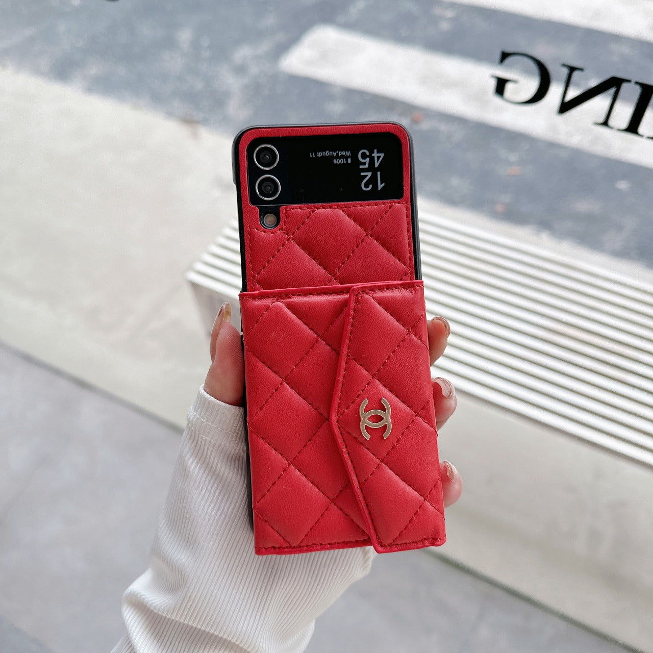 Classic Leather Card Holder Case for Galaxy Z Flip